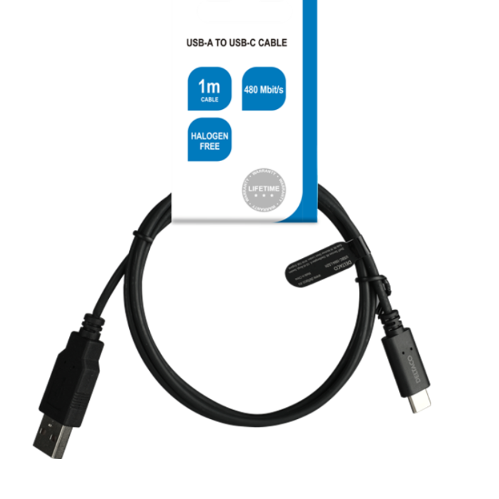 UTGATT1 - Deltaco USB-A till USB-C Kabel LSZH 1m - Svart