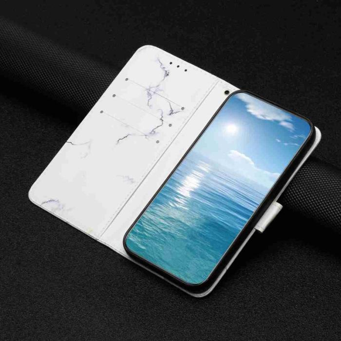 OEM - Plånboksfodral för Samsung Galaxy S26 Ställfunktion Konstläder - Vit marmor