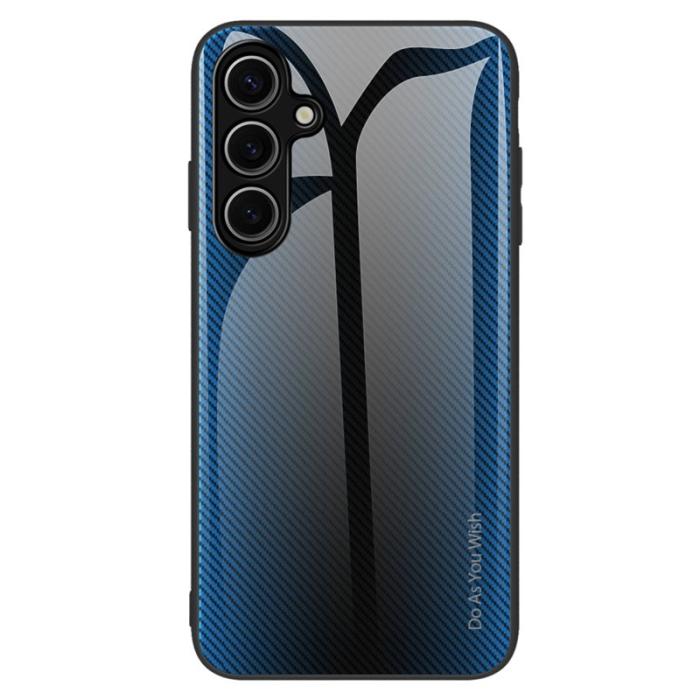 OEM - Mobilskal för Samsung Galaxy S26 Kolfibertextur TPU + Härdat glas - Blå
