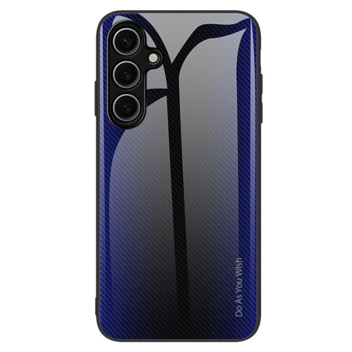 OEM - Mobilskal för Samsung Galaxy S26 Kolfibertextur TPU + Härdat glas - Mörkblå