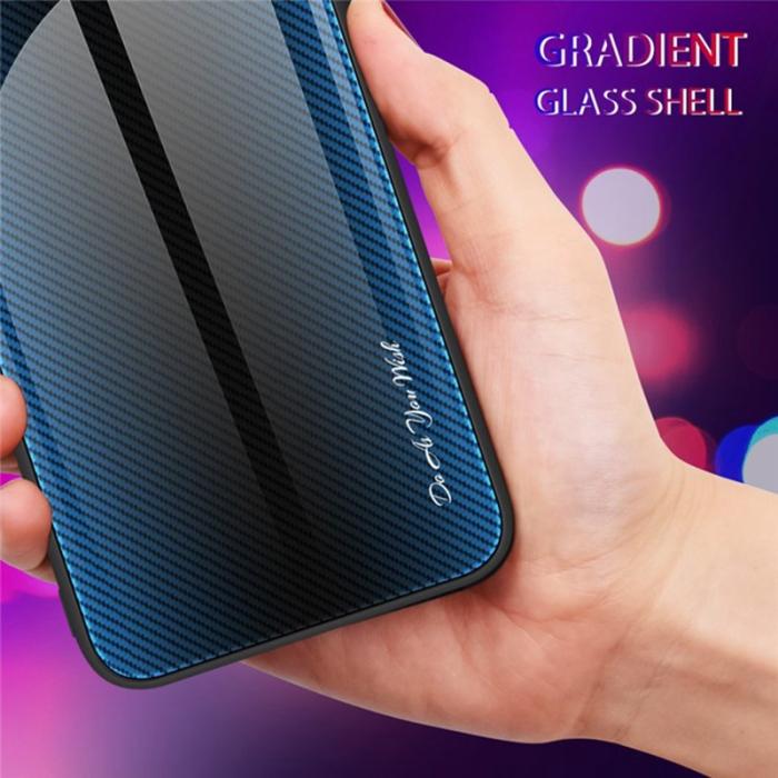 OEM - Mobilskal för Samsung Galaxy S26 Kolfibertextur TPU + Härdat glas - Mörkblå