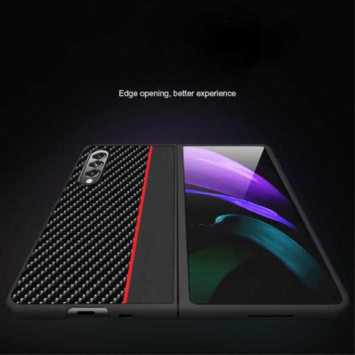 A-One Brand - Carbon Fiber Hård Skal Samsung Galaxy Z Fold 3 - Blå
