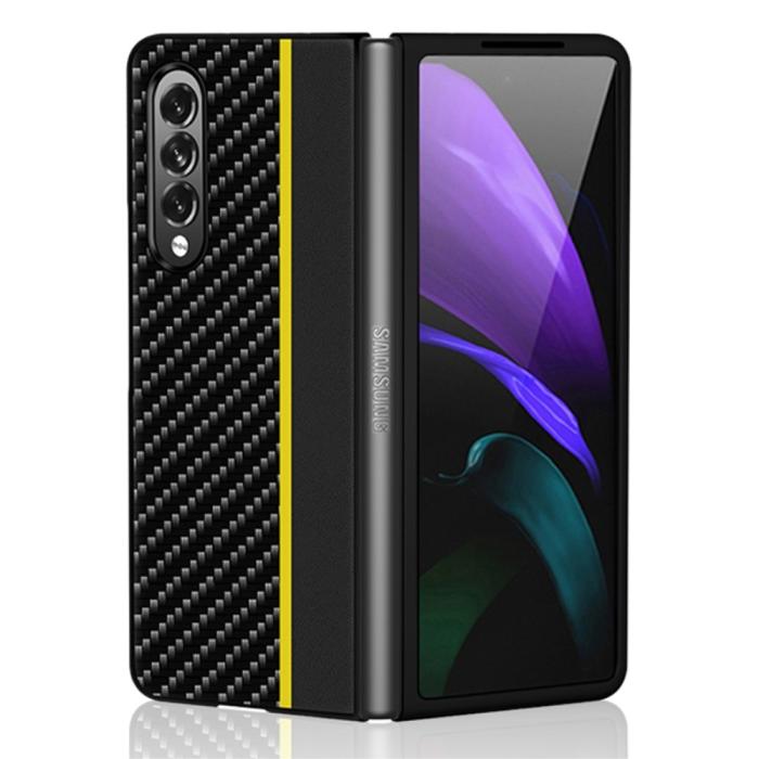 A-One Brand - Carbon Fiber Hård Skal Samsung Galaxy Z Fold 3 - Gul