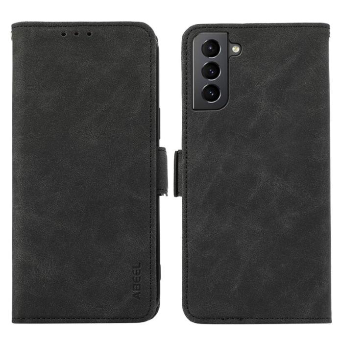 ABEEL - ABEEL Samsung Galaxy S21 Plånboksfodral Konstläder RFID-Skydd Svart