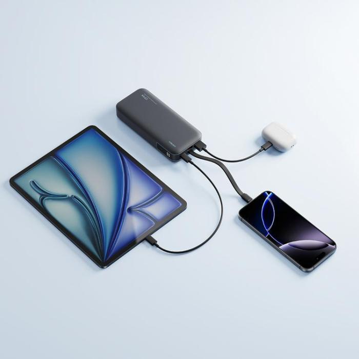 Cuktech - Cuktech Powerbank 20000 mAh 40W med Integrerad Kabel LPB200N - Grå