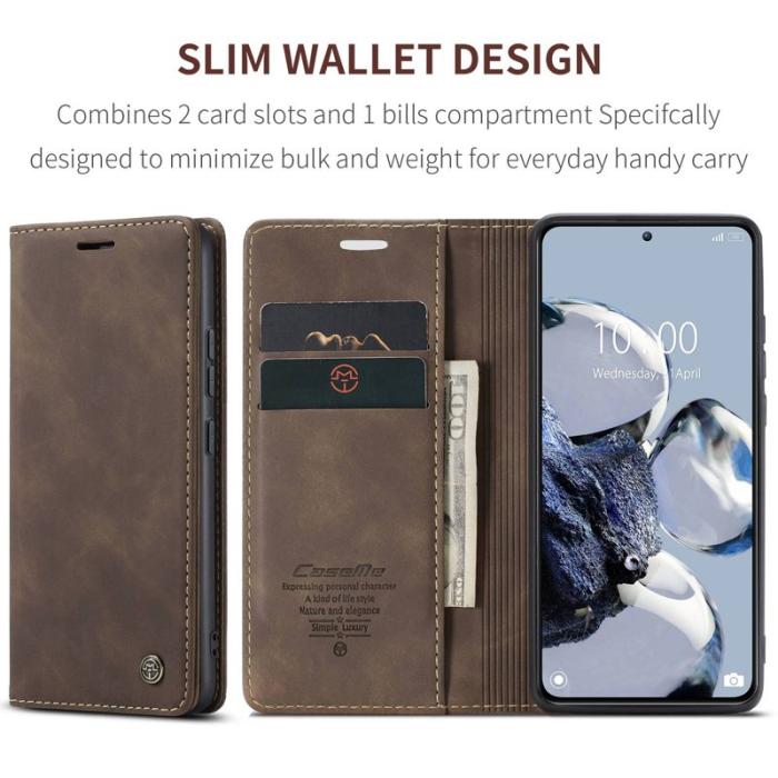 Caseme - CASEME 013 Series Xiaomi 12T 5G Plånboksfodral Konstläder Brun