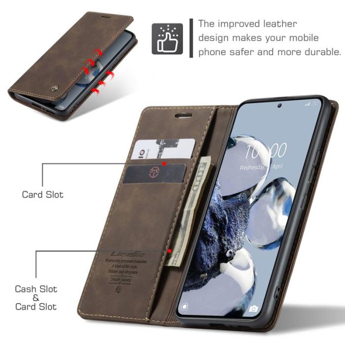 Caseme - CASEME 013 Series Xiaomi 12T 5G Plånboksfodral Konstläder Brun