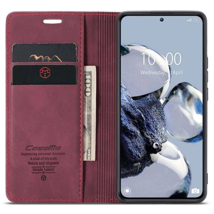 Caseme - CASEME 013 Series Xiaomi 12T 5G Plånboksfodral Konstläder Röd