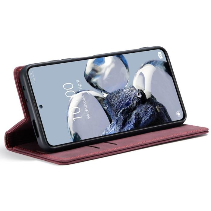 Caseme - CASEME 013 Series Xiaomi 12T 5G Plånboksfodral Konstläder Röd