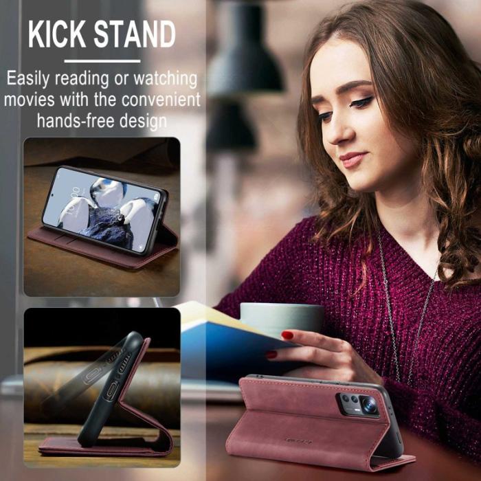 Caseme - CASEME 013 Series Xiaomi 12T 5G Plånboksfodral Konstläder Röd
