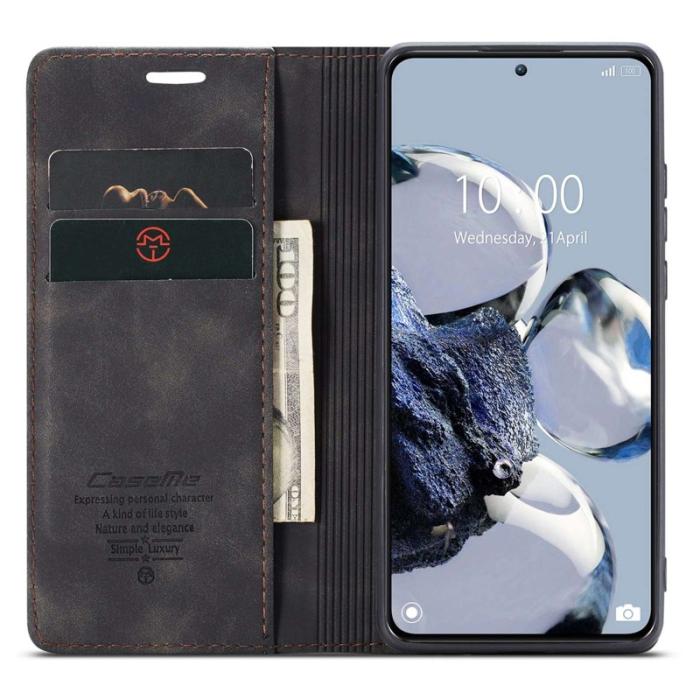 Caseme - CASEME 013 Series Xiaomi 12T 5G Plånboksfodral Konstläder Svart