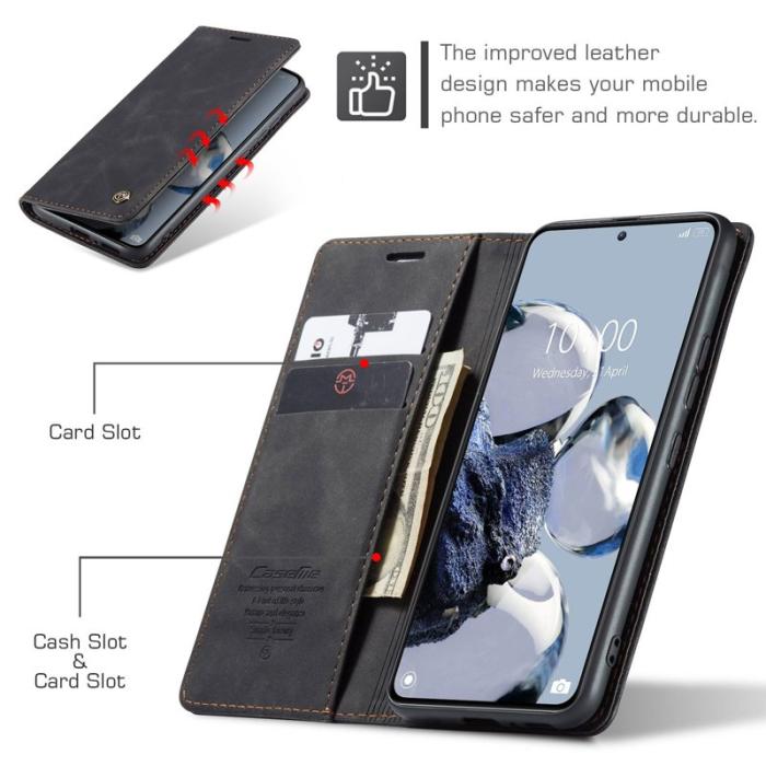 Caseme - CASEME 013 Series Xiaomi 12T 5G Plånboksfodral Konstläder Svart