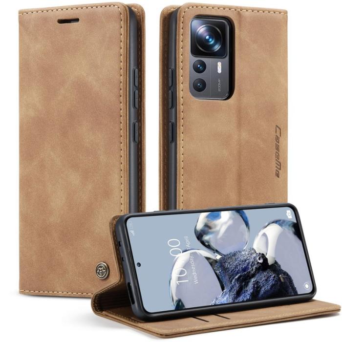 Caseme - CASEME 013 Series Xiaomi 12T Pro 5G Plånboksfodral Konstläder Brun
