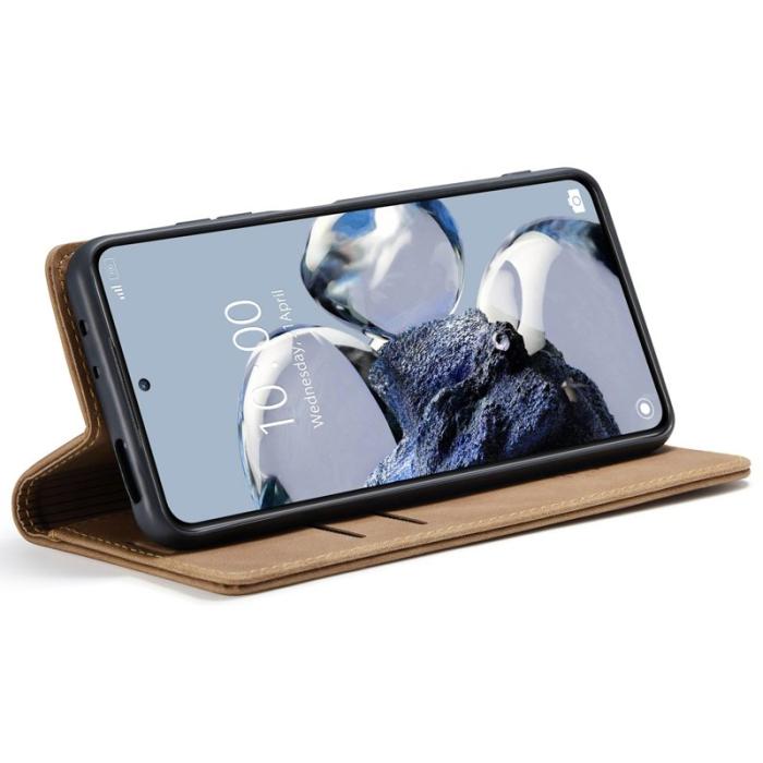 Caseme - CASEME 013 Series Xiaomi 12T Pro 5G Plånboksfodral Konstläder Brun