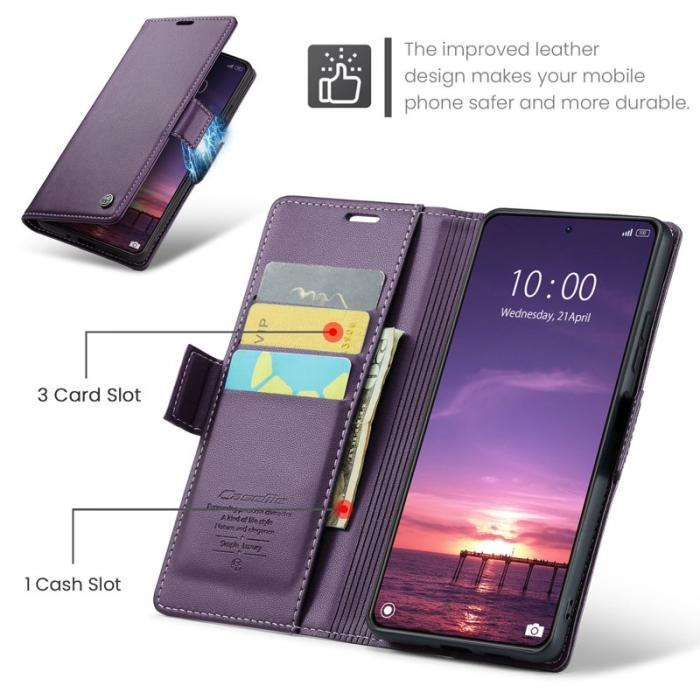 Caseme - CASEME 023 Xiaomi 14 Plånboksfodral Konstläder RFID Blockering Lila