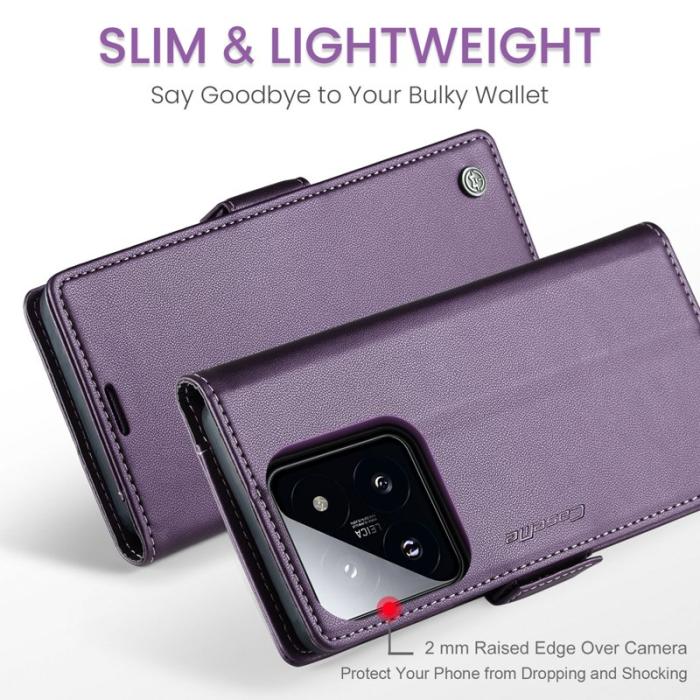 Caseme - CASEME 023 Xiaomi 14 Plånboksfodral Konstläder RFID Blockering Lila