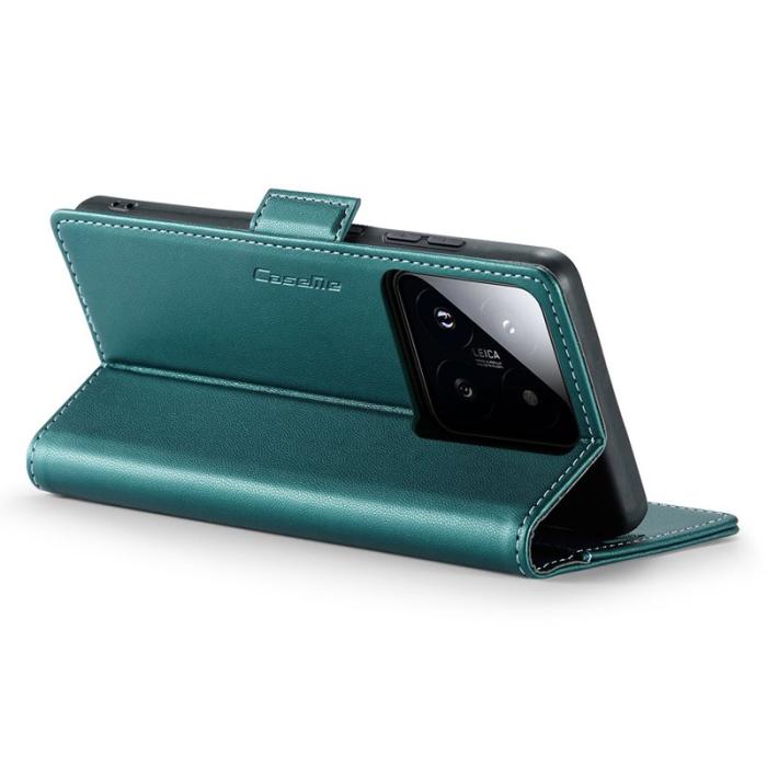 Caseme - CASEME 023 Xiaomi 14 Plånboksfodral Konstläder RFID Grön