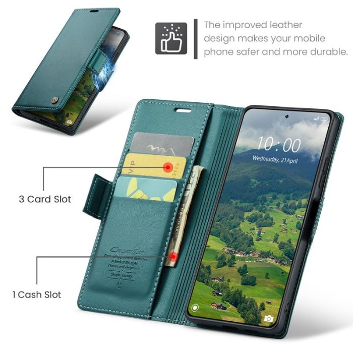Caseme - CASEME 023 Xiaomi 14 Plånboksfodral Konstläder RFID Grön