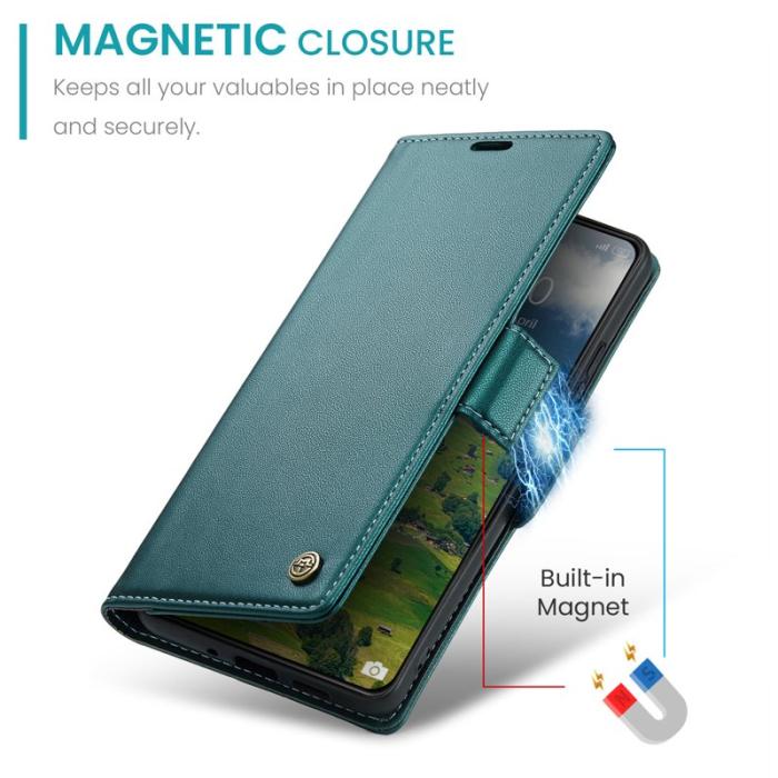 Caseme - CASEME 023 Xiaomi 14 Plånboksfodral Konstläder RFID Grön