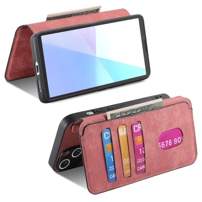 CASENEO - CASENEO Sony Xperia 10 VI Magnetiskt Plånboksfodral Konstläder - Rosa