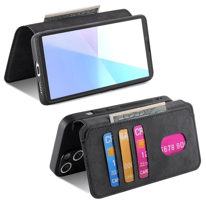 CASENEO - CASENEO Sony Xperia 10 VI Magnetiskt Plånboksfodral Konstläder Svart