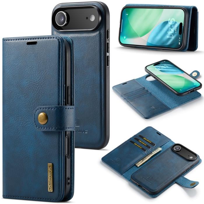 DG.MING - DG.MING iPhone Air Plånboksfodral Äkta Läder Avtagbart - Blå