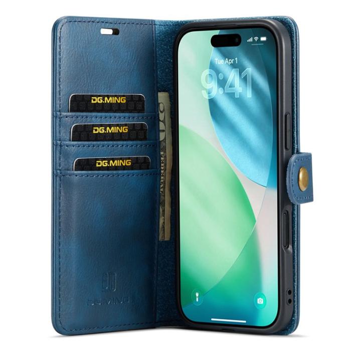 DG.MING - DG.MING iPhone Air Plånboksfodral Äkta Läder Avtagbart - Blå