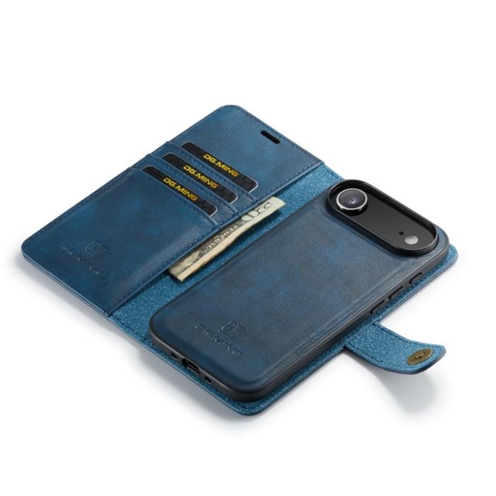 DG.MING - DG.MING iPhone Air Plånboksfodral Äkta Läder Avtagbart - Blå
