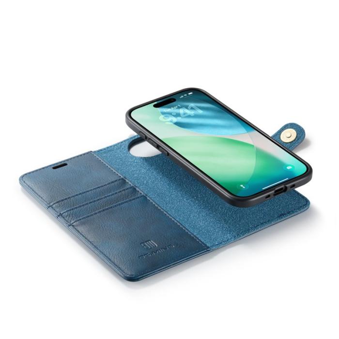DG.MING - DG.MING iPhone Air Plånboksfodral Äkta Läder Avtagbart - Blå