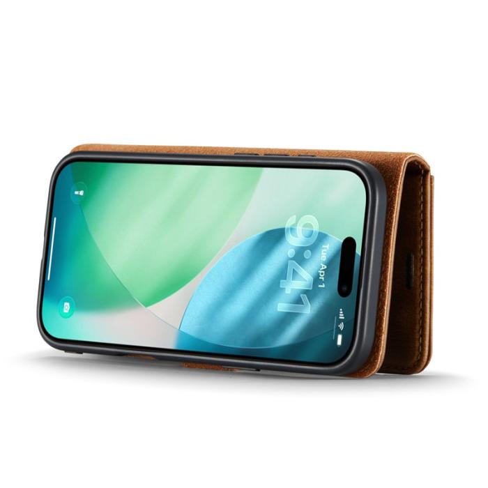 DG.MING - DG.MING iPhone Air Plånboksfodral Äkta Läder Avtagbart - Brun