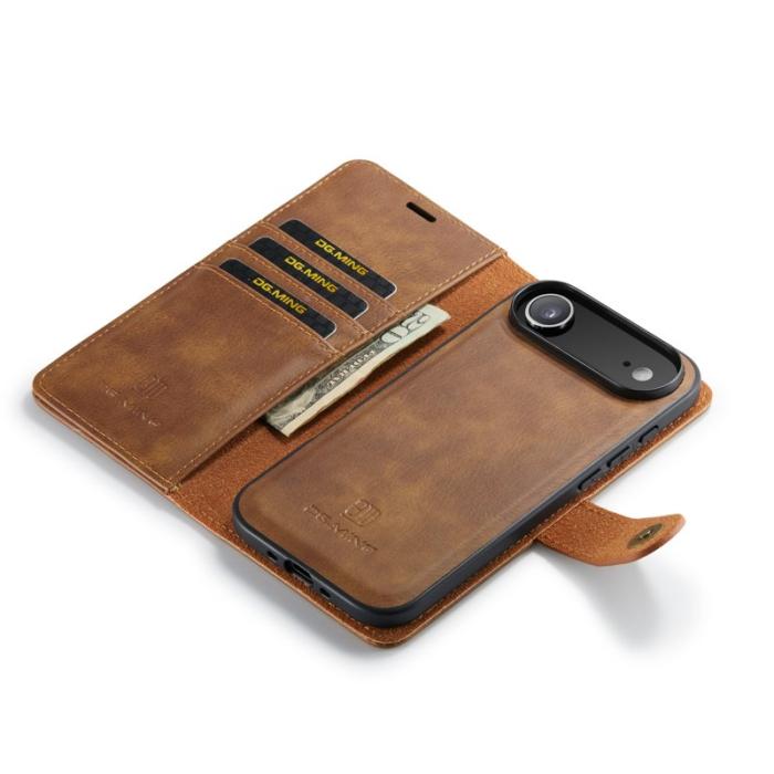 DG.MING - DG.MING iPhone Air Plånboksfodral Äkta Läder Avtagbart - Brun