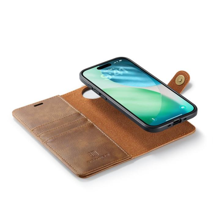DG.MING - DG.MING iPhone Air Plånboksfodral Äkta Läder Avtagbart - Brun