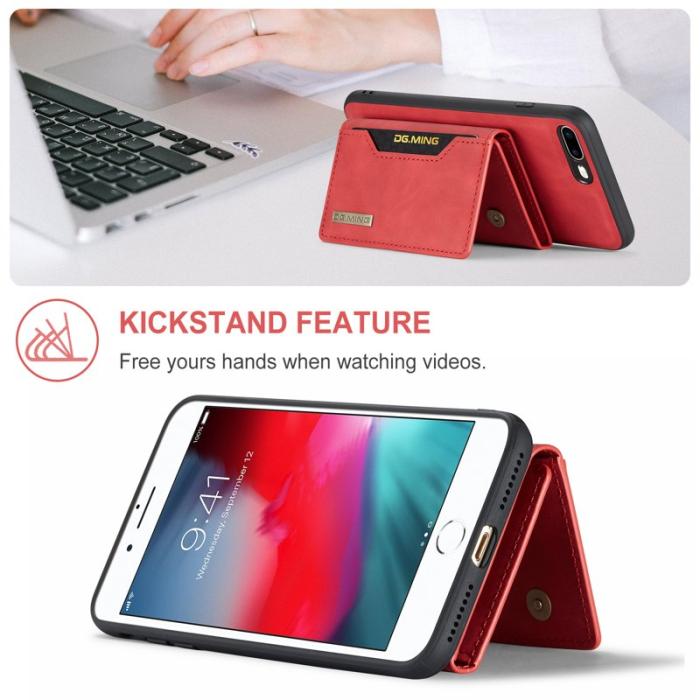 DG.MING - DG.MING M2 Series Plånboksfodral Konstläder med Ställ för iPhone 7/8 PlusRöd