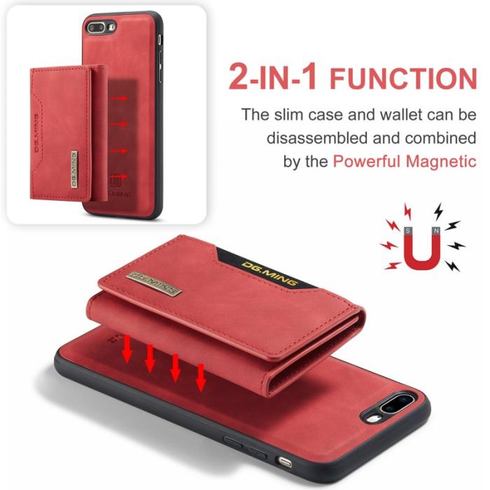 DG.MING - DG.MING M2 Series Plånboksfodral Konstläder med Ställ för iPhone 7/8 PlusRöd