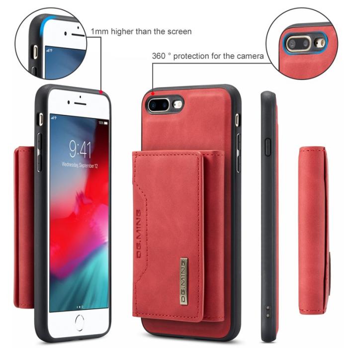 DG.MING - DG.MING M2 Series Plånboksfodral Konstläder med Ställ för iPhone 7/8 PlusRöd