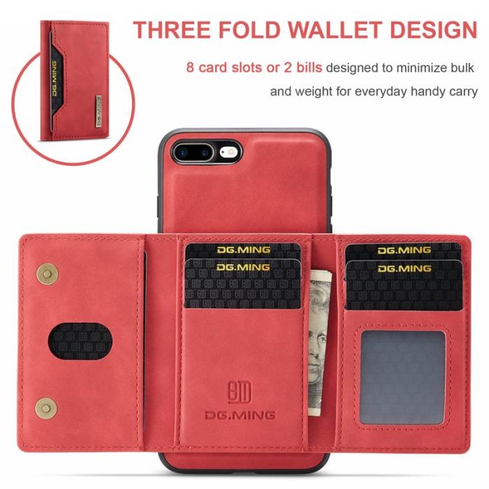DG.MING - DG.MING M2 Series Plånboksfodral Konstläder med Ställ för iPhone 7/8 PlusRöd
