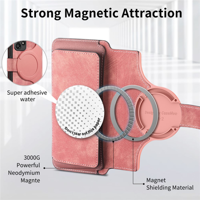 CASENEO - Caseneo Plånboksfodral För Galaxy A56 Magnetic Läder - Rosa