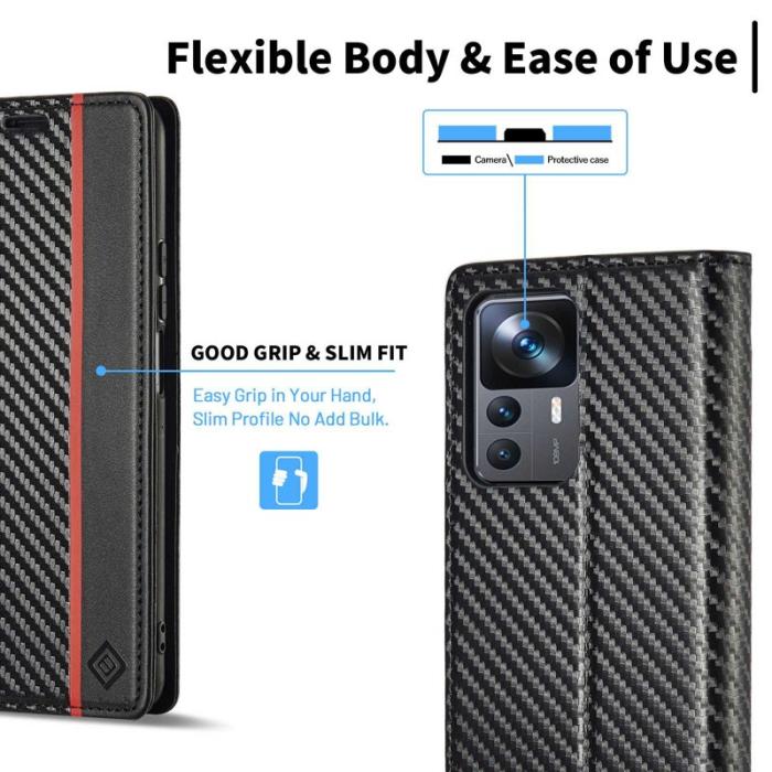 LC.imeeke - LC.IMEEKE Plånboksfodral för Xiaomi 12T 5G - Konstläder - Vit