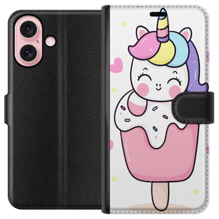 iSecrets - Plånboksfodral till Apple iPhone 16 med Glad enhörning