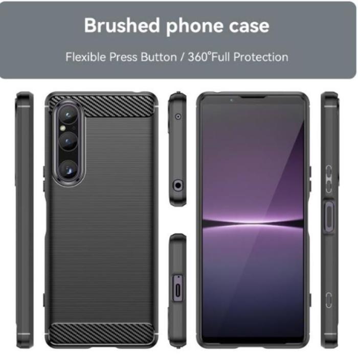 A-One Brand - Sony Xperia 1 V Mobilskal Carbon Fiber - Svart