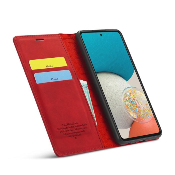 LC.imeeke - LC.IMEEKE Samsung Galaxy A53 5G Plånboksfodral Konstläder - Röd