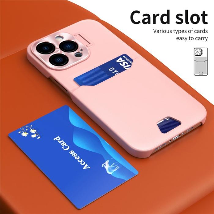 OEM - iPhone 14 Pro Skal Korthållare Linsram Kickstand - Rosa