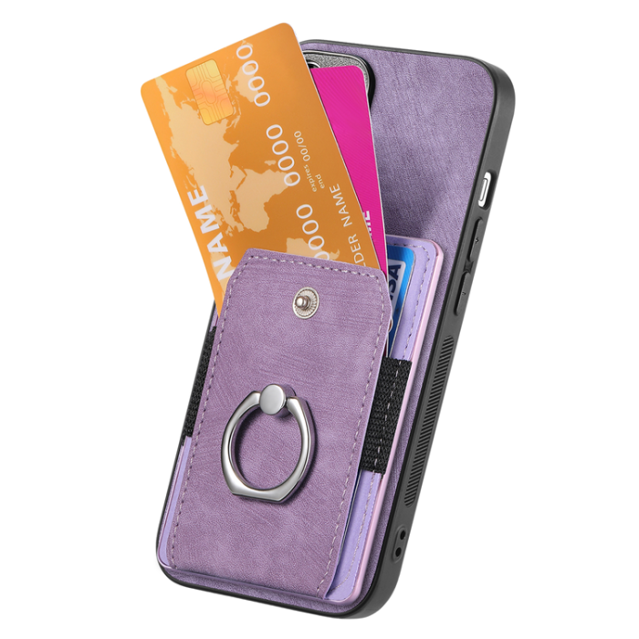 A-One Brand - iPhone Air Mobilskal med Korthållare Läder Kickstand - Lila