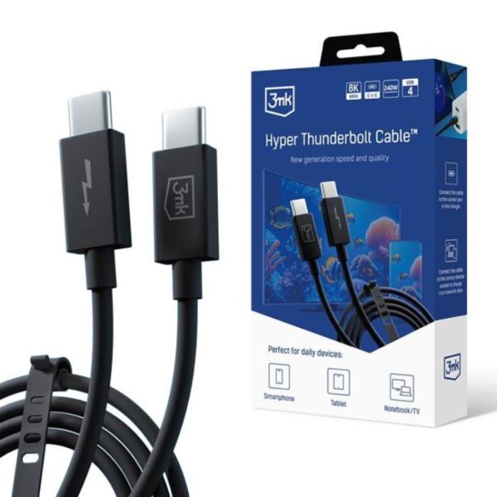 3MK - 3mK USB-C till USB-C kabel Thunderbolt - Svart