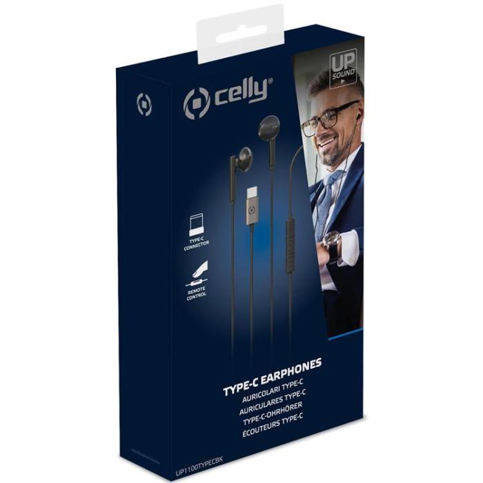 Celly - CELLY UP1100 Stereo USB-C Hörlurar Drop - Svart