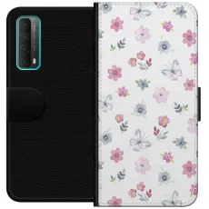 Gustaf - Pl&aring;nboksfodral till Huawei P smart 2021 med Blommor och fj&auml;rillar