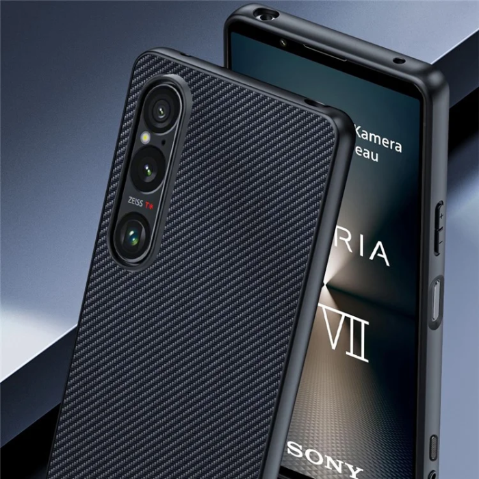A-One Brand - Sony Xperia 1 VII Mobilskal Läder Carbon Fiber - Svart