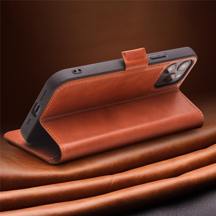 QIALINO - QIALINO iPhone 12 Plånboksfodral Äkta Läder Hoppbart Stativ