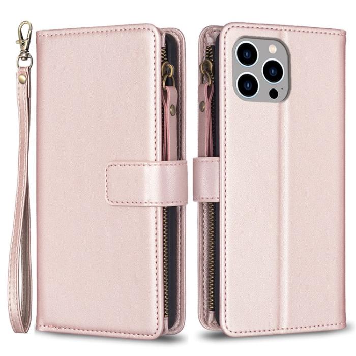 OEM - iPhone 15 Pro Max Plånboksfodral Zipper Flip - Rosa Guld