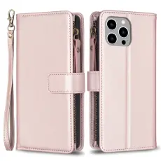 OEM - iPhone 15 Pro Max Plånboksfodral Zipper Flip - Rosa Guld